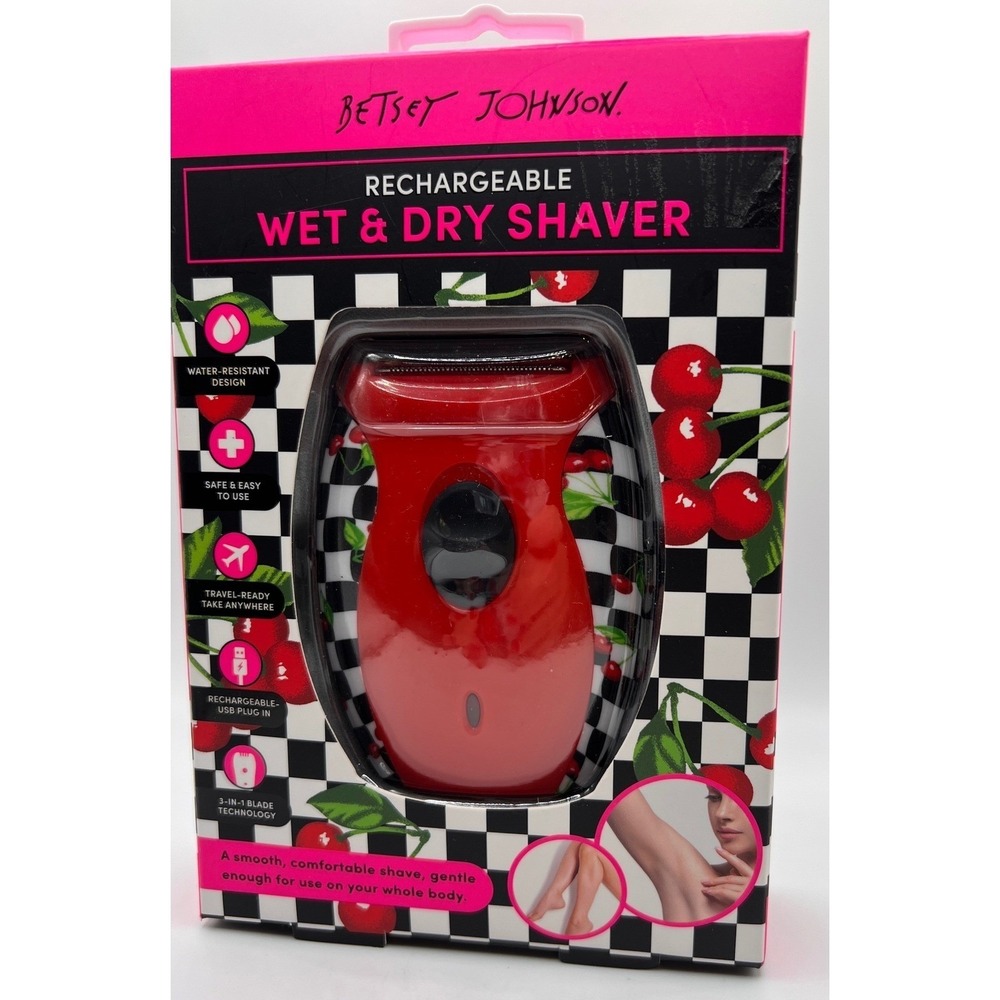 Betsey Johnson Rechargeable Wet & Dry Shaver Cherry Design New in Box